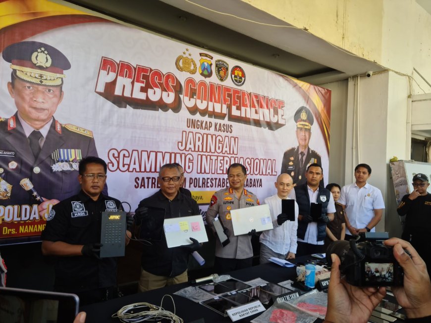 Polrestabes Surabaya Amankan 45 Tersangka Hasil Pengembangan Penyidikan Kasus Siber Internasional